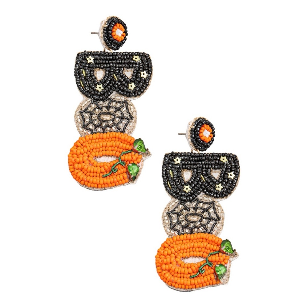 Halloween boo beaded dangle earrings